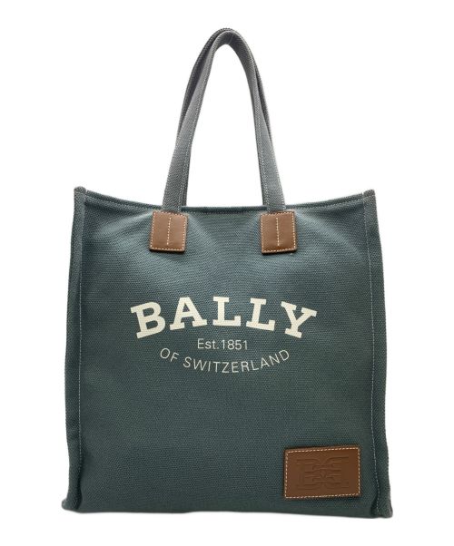 BALLY（バリー）BALLY (バリー) キャンバストートバッグ インディゴ×ブラウンの古着・服飾アイテム