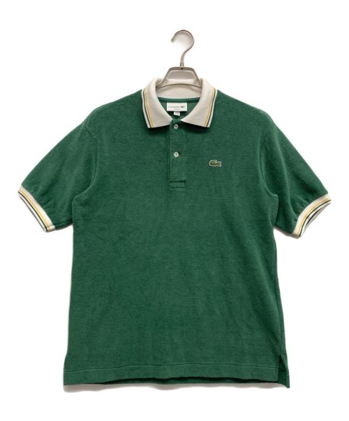 LACOSTE（ラコステ）LACOSTE (ラコステ) ハイゲージパイル地ポロシャツ グリーン×ホワイト サイズ:ＵＳ　ＸＳの古着・服飾アイテム