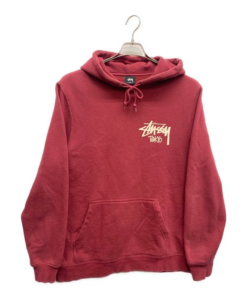 stussy（ステューシー）stussy (ステューシー) プルオーバーパーカー レッド サイズ:Mの古着・服飾アイテム