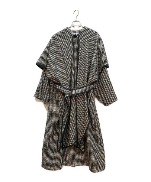 CLANE（クラネ）CLANE (クラネ) ハウンドトゥース ケープコート（HOUNDSTOOTH CAPE COAT） ブラック サイズ:1の古着・服飾アイテム