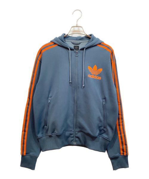 adidas（アディダス）adidas (アディダス) ジップパーカー ネイビー×オレンジ サイズ:Mの古着・服飾アイテム