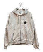 stussyステューシー）の古着「REGAL CROWN ZIP HOODIE」｜グレー