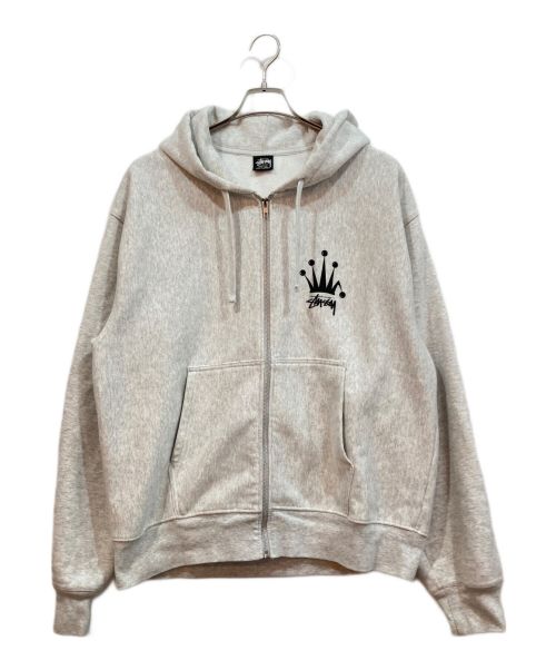 stussy（ステューシー）stussy (ステューシー) REGAL CROWN ZIP HOODIE グレー サイズ:Lの古着・服飾アイテム