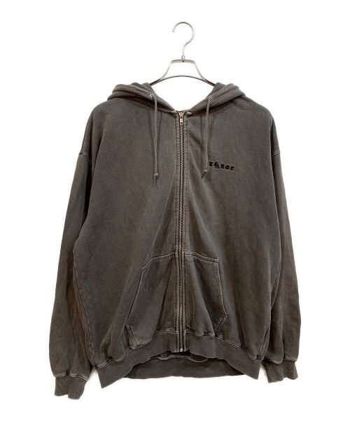 X-LARGE（エクストララージ）X-LARGE (エクストララージ) PIGMENT DYED EMBOSS LOGO ZIP HOODED SWEAT ブラウン サイズ:Lの古着・服飾アイテム