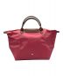 LONGCHAMP (ロンシャン) 折り畳みナイロンバッグ ショッキングピンク×ブラウン：7800円