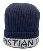 Christian Diorクリスチャン ディオール）の古着「ロゴニット帽」｜ネイビー×ホワイト