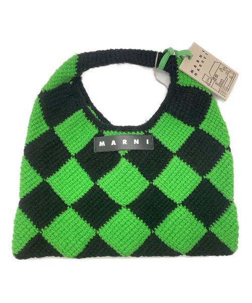 MARNI（マルニ）MARNI (マルニ) ハーリキンチェック ハンドバッグ エメラルド グリーン×ブラックの古着・服飾アイテム