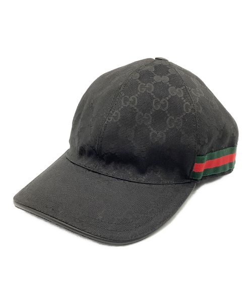 GUCCI（グッチ）GUCCI (グッチ) GGキャンバス ベースボールキャップ ブラック サイズ:M(58)の古着・服飾アイテム