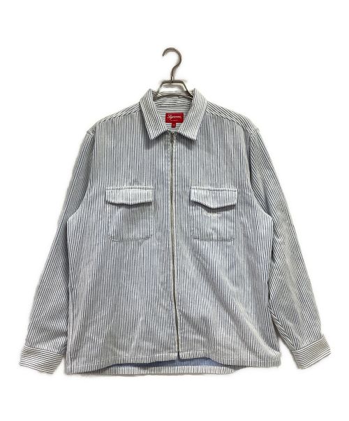 SUPREME（シュプリーム）Supreme (シュプリーム) 2-Tone Corduroy ZipUp Shirt スカイブルー×ホワイト サイズ:Lの古着・服飾アイテム