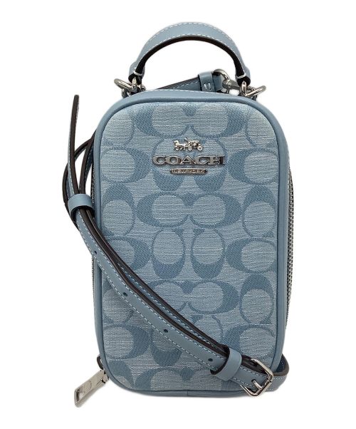 COACH（コーチ）COACH (コーチ) エヴァ フォーン クロスボディ・シグネチャー シャンブレー ショルダーバッグ スカイブルー サイズ:-の古着・服飾アイテム