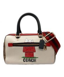 COACH×PEANUTS（コーチ×ピーナッツ）の古着「スヌーピー ハンドバッグ」｜ブラウン×レッド×アイボリー