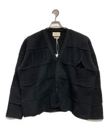 YOKE（ヨーク）の古着「PATCHWORK RIB BUTTONED CARDIGAN」｜ブラック