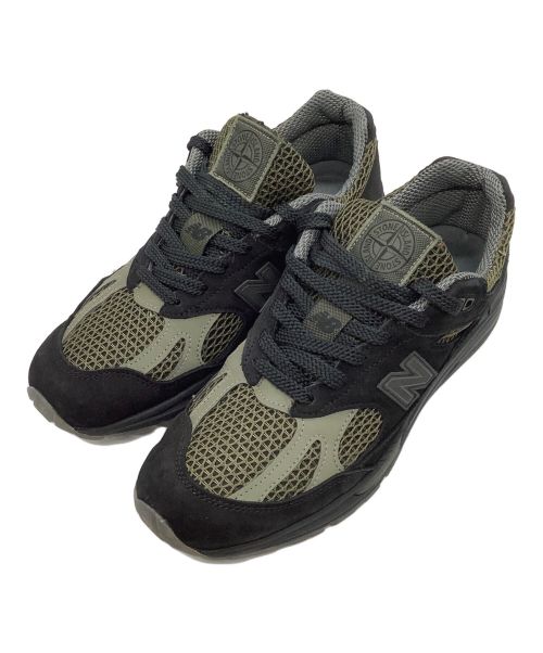 NEW BALANCE（ニューバランス）NEW BALANCE (ニューバランス) STONE ISLAND (ストーンアイランド) スニーカー ブラック×グリーン サイズ:UK 7 1/2の古着・服飾アイテム