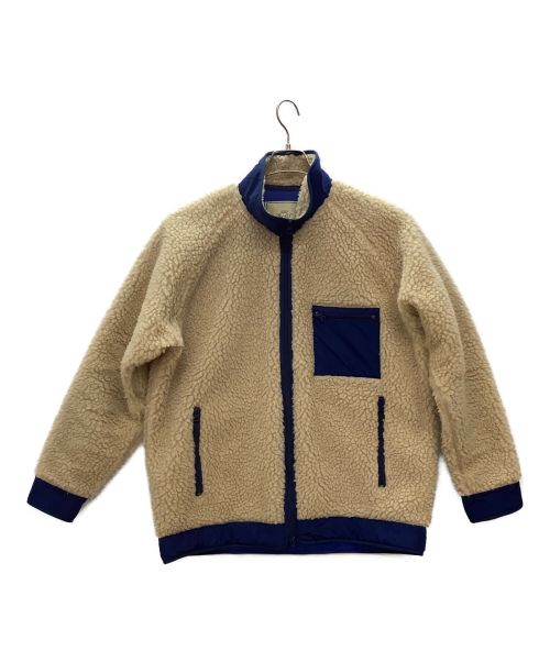 gold（ゴールド）gold (ゴールド) BOA FLEECE STAND COLAR JACKET ベージュ×ブルー サイズ:Mの古着・服飾アイテム