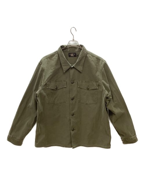 RRL（ダブルアールエル）RRL (ダブルアールエル) リバースサティーンオーバーシャツ オリーブ サイズ:XXLの古着・服飾アイテム