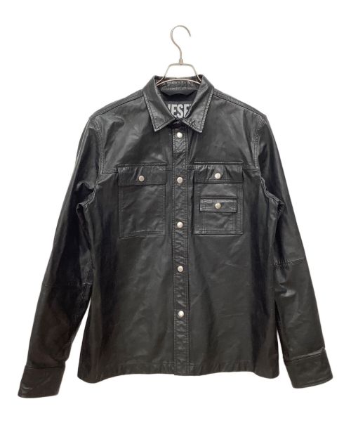 DIESEL（ディーゼル）DIESEL (ディーゼル) レザーシャツジャケット ブラック サイズ:XLの古着・服飾アイテム