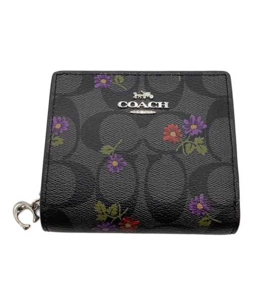 COACH（コーチ）COACH (コーチ) コンパクトウォレット グレー×パープルの古着・服飾アイテム