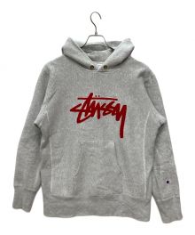 Champion REVERSE WEAVE×stussy（チャンピオン リバース ウィーブ×ステューシー）の古着「パーカー」｜グレー