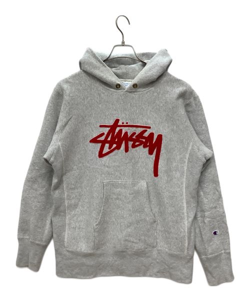 Champion REVERSE WEAVE（チャンピオン リバース ウィーブ）Champion REVERSE WEAVE (チャンピオン リバース ウィーブ) stussy (ステューシー) パーカー グレー サイズ:Lの古着・服飾アイテム