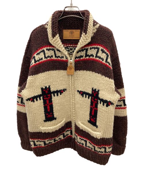 CANADIAN SWEATER（カナディアンセーター）CANADIAN SWEATER (カナディアンセーター) ニットジャケット アイボリー×ブラウン サイズ:不明の古着・服飾アイテム