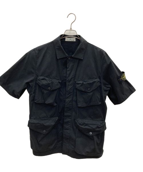 STONE ISLAND（ストーンアイランド）STONE ISLAND (ストーンアイランド) CARGO POCKET SS OVERSHIRT ブラック サイズ:Mの古着・服飾アイテム