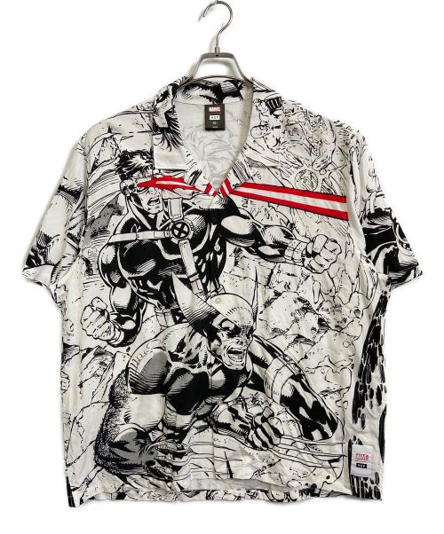 HUF（ハフ）HUF (ハフ) MARVEL (マーベル) コミックアロハシャツ ホワイト×ブラック サイズ:XLの古着・服飾アイテム