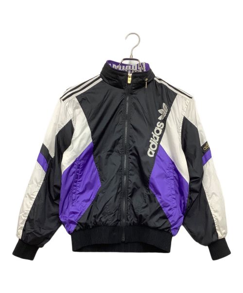 adidas（アディダス）adidas (アディダス) 90sトラックジャケット ブラック×パープル サイズ:Lの古着・服飾アイテム