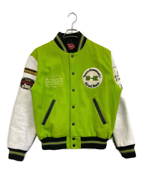 kawasaki（カワサキ）kawasaki (カワサキ) スタジャン グリーン×ホワイト サイズ:Lの古着・服飾アイテム