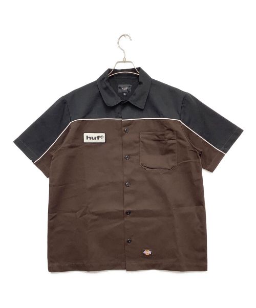 HUF（ハフ）HUF (ハフ) Dickies (ディッキーズ) ワークシャツ ブラウン×ブラック サイズ:Ｌの古着・服飾アイテム