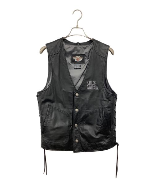 HARLEY-DAVIDSON（ハーレーダビッドソン）HARLEY-DAVIDSON (ハーレーダビッドソン) レザーベスト ブラック サイズ:Mの古着・服飾アイテム