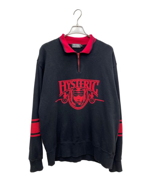 Hysteric Glamour（ヒステリックグラマー）Hysteric Glamour (ヒステリックグラマー) DEVIL MOTOR 衿付きスウェット ブラック×レッド サイズ:XLの古着・服飾アイテム