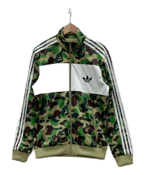 adidas（アディダス）adidas (アディダス) A BATHING APE (アベイシングエイプ) トラックジャケット グリーン×ホワイト サイズ:Lの古着・服飾アイテム