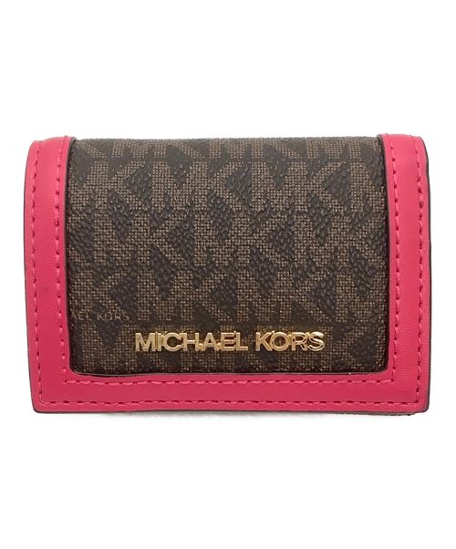 MICHAEL KORS（マイケルコース）MICHAEL KORS (マイケルコース) 3つ折り財布 ブラウン×ピンクの古着・服飾アイテム