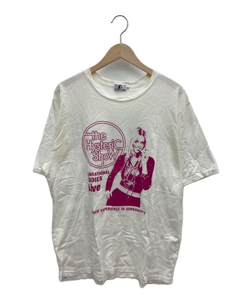 Hysteric Glamour（ヒステリックグラマー）Hysteric Glamour (ヒステリックグラマー) プリントTシャツ ホワイト×ピンク サイズ:XLの古着・服飾アイテム