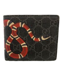 GUCCI（グッチ）の古着「2つ折り財布 GGスプリームキャンバス」｜ブラック×レッド