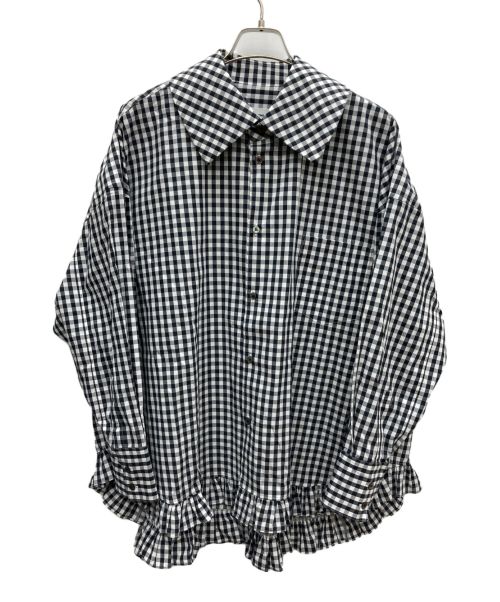 COMME des GARCONS GIRL（コムデギャルソンガール）COMME des GARCONS GIRL (コムデギャルソンガール) チェックフリルブラウスシャツ ブラック×ホワイト サイズ:Mの古着・服飾アイテム