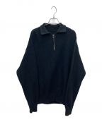 crepusculeクレプスキュール）の古着「Moss stitch Half Zip Polo」｜ブラック