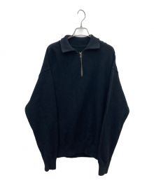 crepuscule（クレプスキュール）の古着「Moss stitch Half Zip Polo」｜ブラック