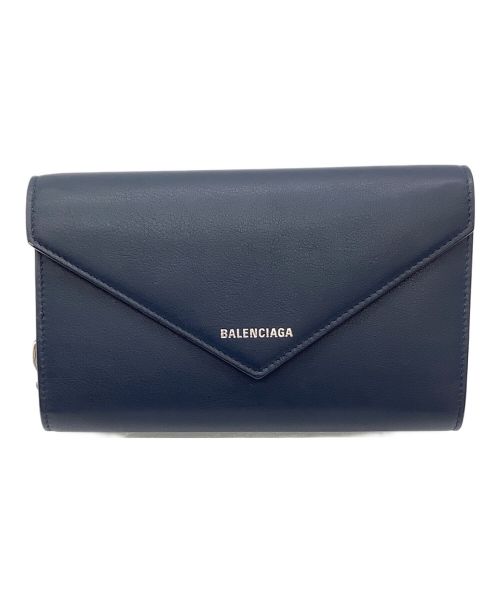 BALENCIAGA（バレンシアガ）BALENCIAGA (バレンシアガ) ペーパーマニージップアラウンド 長財布 ネイビーの古着・服飾アイテム