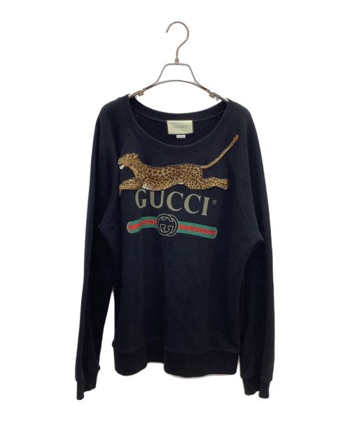 GUCCI（グッチ）GUCCI (グッチ) ジャガーロゴスウェット ブラック×イエロー サイズ:Mの古着・服飾アイテム