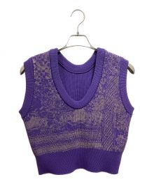 Ameri VINTAGE（アメリヴィンテージ）の古着「2WAY LACE PAINTING KNIT TOP」｜パープル