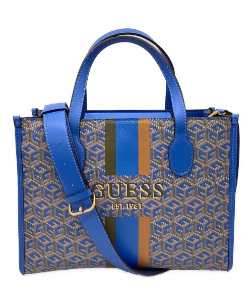 GUESS（ゲス）GUESS (ゲス) SILVANA 2 Compartment Tote ブルーの古着・服飾アイテム