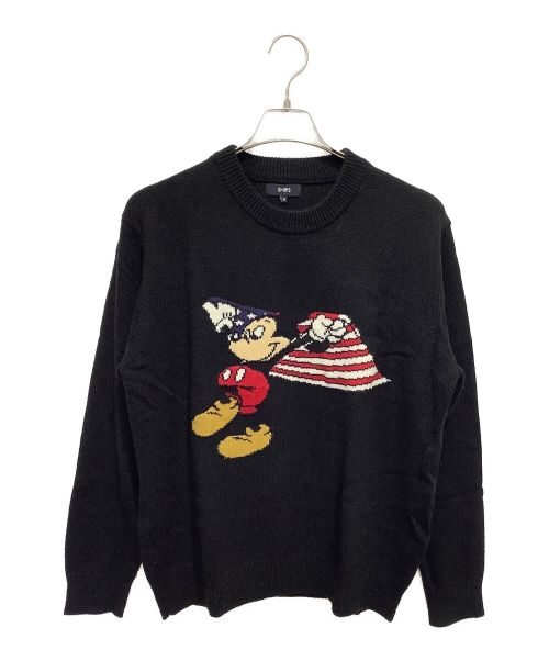 SHIPS（シップス）SHIPS (シップス) DISNEY (ディズニー) ミッキーインターシャニット ブラック サイズ:Mの古着・服飾アイテム