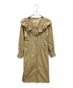 HER LIP TOハーリップトゥ）の古着「Cotton Twill Ruffled Dress」｜ベージュ