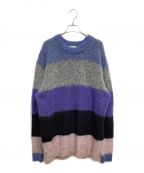 Acne studiosアクネ ストゥディオス）の古着「Albah Mohair Sweater」｜ネイビー×ブラック×ピンク