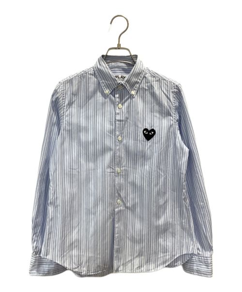 PLAY COMME des GARCONS（プレイ コムデギャルソン）PLAY COMME des GARCONS (プレイ コムデギャルソン) 2013 Striped SHIRT（BLOUSE） ブルー×ホワイト サイズ:Mの古着・服飾アイテム