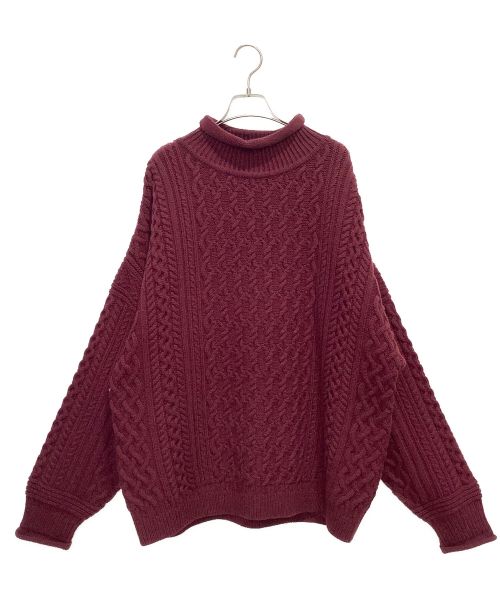 yashiki（ヤシキ）yashiki (ヤシキ) Banka Curl High Neck Knit バーガンディー サイズ:2の古着・服飾アイテム