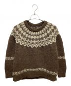 BATONERバトナ―）の古着「2021 Belluria別注 MOHAIR NORDIC CREW NECK」｜ブラウン×グレー