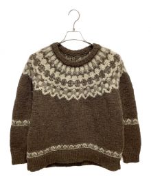 BATONER（バトナ―）の古着「2021 Belluria別注 MOHAIR NORDIC CREW NECK」｜ブラウン×グレー