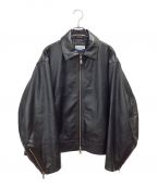 MAISON SPECIALメゾンスペシャル）の古着「Sheep Leather Prime-Over Single Riders Collared Jacket」｜ブラック